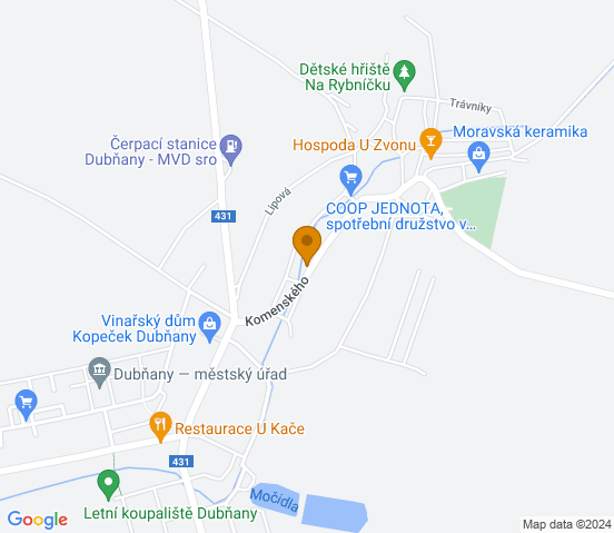 Mapa dojazdu do warsztatu samochodowego w miejscowości Dubňany