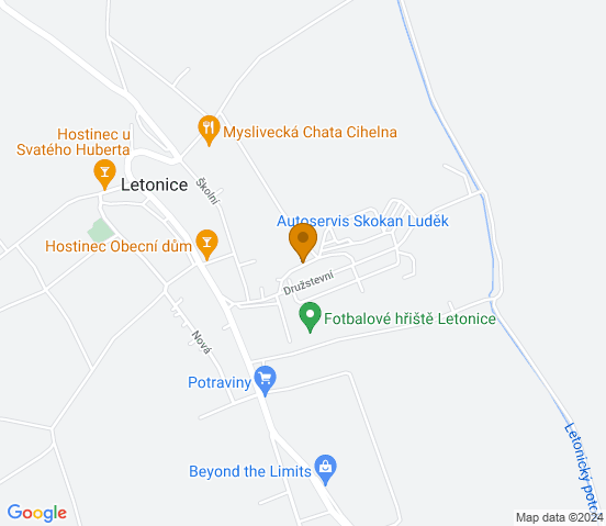Mapa dojazdu do warsztatu samochodowego w miejscowości Letonice