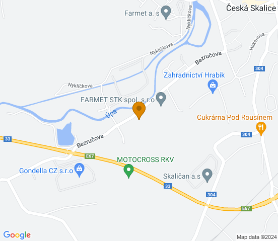 Mapa dojazdu do warsztatu samochodowego w miejscowości Česká Skalice