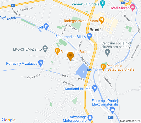 Mapa dojazdu do warsztatu samochodowego w miejscowości Bruntál