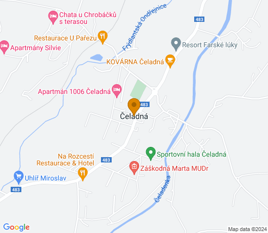 Mapa dojazdu do warsztatu samochodowego w miejscowości Čeladná
