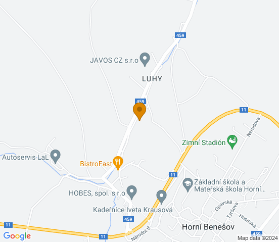 Mapa dojazdu do warsztatu samochodowego w miejscowości Horní Benešov