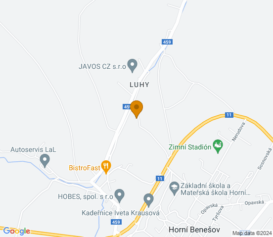 Mapa dojazdu do warsztatu samochodowego w miejscowości Horní Benešov