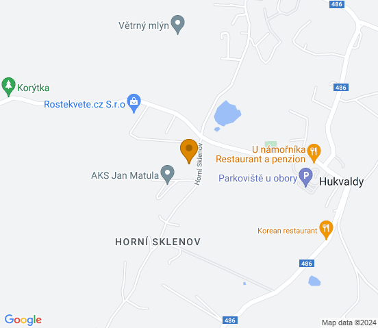 Mapa dojazdu do warsztatu samochodowego w miejscowości Hukvaldy