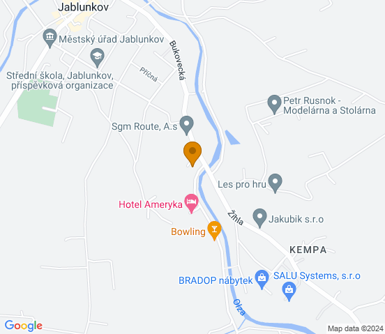 Mapa dojazdu do warsztatu samochodowego w miejscowości Jablunkov