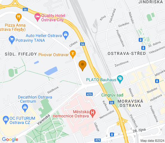 Mapa dojazdu do warsztatu samochodowego w miejscowości Ostrava