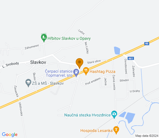 Mapa dojazdu do warsztatu samochodowego w miejscowości Slavkov
