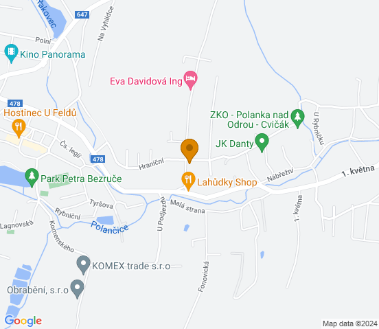 Mapa dojazdu do warsztatu samochodowego w miejscowości Třebovice