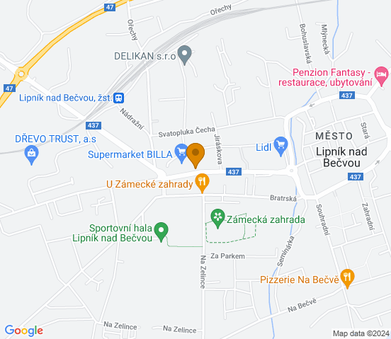 Mapa dojazdu do warsztatu samochodowego w miejscowości Lipník nad Bečvou