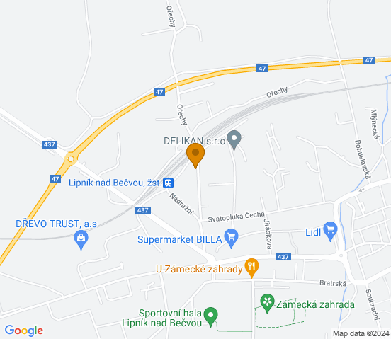 Mapa dojazdu do warsztatu samochodowego w miejscowości Lipník nad Bečvou