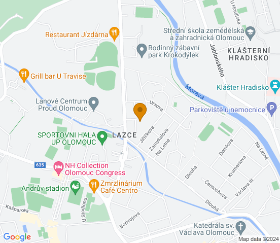 Mapa dojazdu do warsztatu samochodowego w miejscowości Olomouc