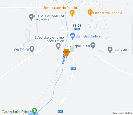 Mapa dojazdu do warsztatu samochodowego w miejscowości Tršice