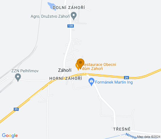 Mapa dojazdu do warsztatu samochodowego w miejscowości Záhoří u Písku