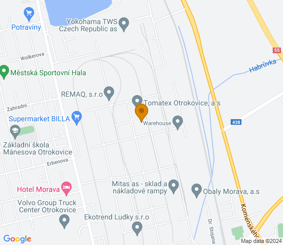 Mapa dojazdu do warsztatu samochodowego w miejscowości Otrokovice