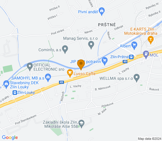 Mapa dojazdu do warsztatu samochodowego w miejscowości Zlín