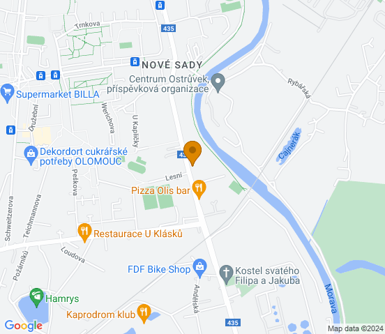 Mapa dojazdu do hurtowni motoryzacyjnej w miejscowości Olomouc