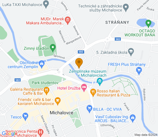 Mapa dojazdu do warsztatu samochodowego w miejscowości Michalovce
