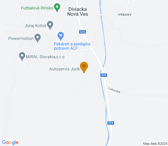 Mapa dojazdu do warsztatu samochodowego w miejscowości Diviacka Nová Ves