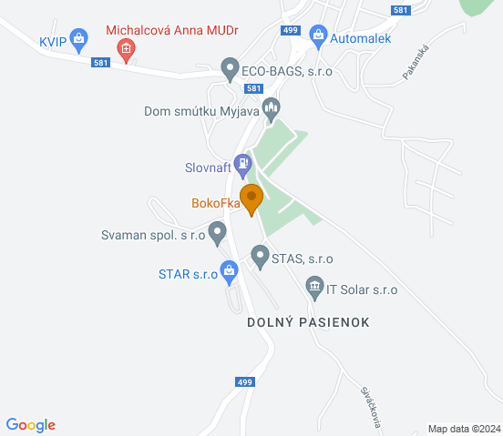 Mapa dojazdu do warsztatu samochodowego w miejscowości Myjava