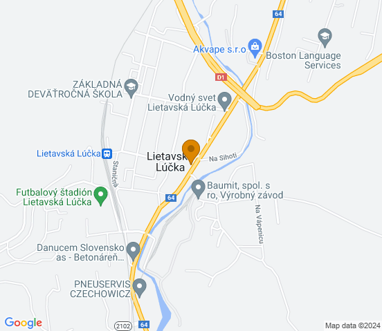 Mapa dojazdu do warsztatu samochodowego w miejscowości Lietavská Lúčka