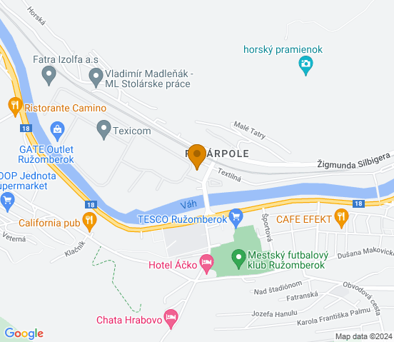 Mapa dojazdu do warsztatu samochodowego w miejscowości Ružomberok
