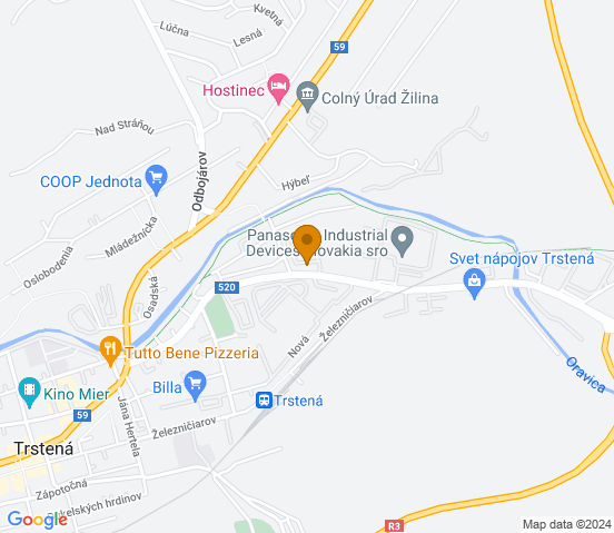 Mapa dojazdu do warsztatu samochodowego w miejscowości Trstená
