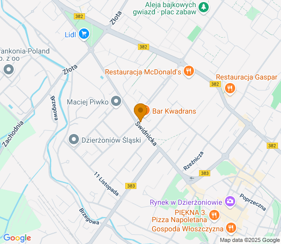 Mapa dojazdu do hurtowni motoryzacyjnej w miejscowości Dzierżoniów