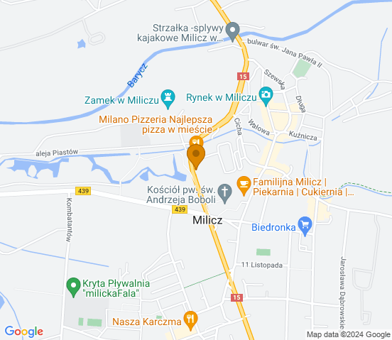 Mapa dojazdu do hurtowni motoryzacyjnej w Miliczu