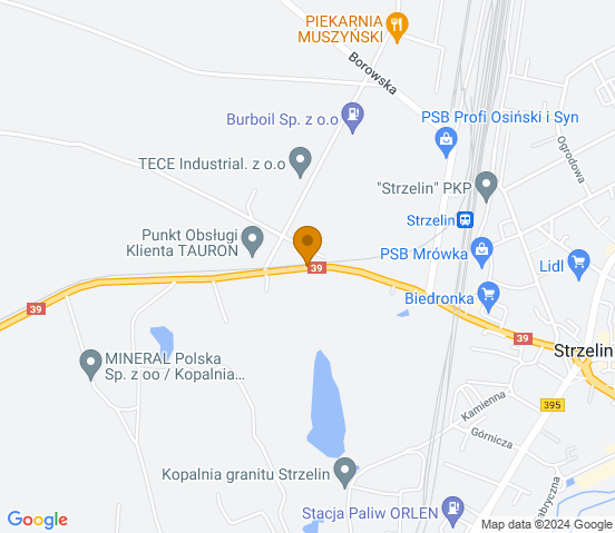 Mapa dojazdu do hurtowni motoryzacyjnej w miejscowości Strzelin