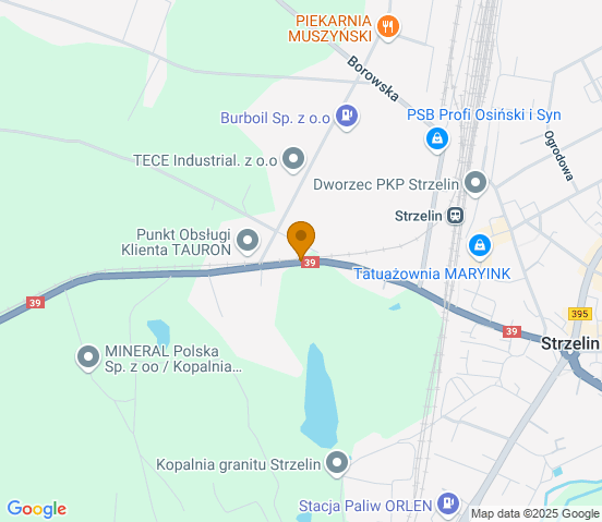 Mapa dojazdu do hurtowni motoryzacyjnej w miejscowości Strzelin