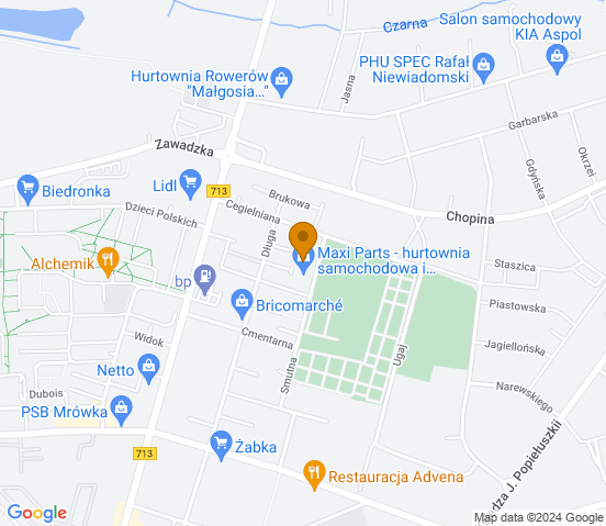 Mapa dojazdu do hurtowni motoryzacyjnej w Tomaszowie Mazowieckim