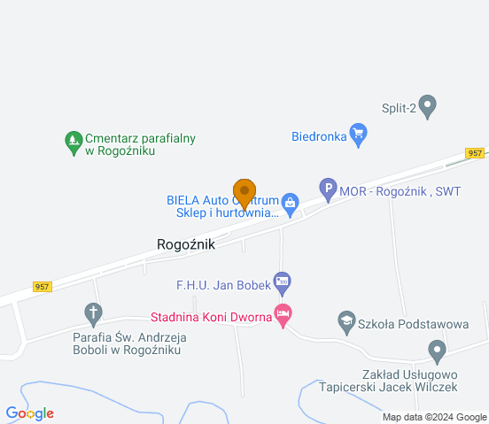Mapa dojazdu do hurtowni motoryzacyjnej w miejscowości Rogoźnik