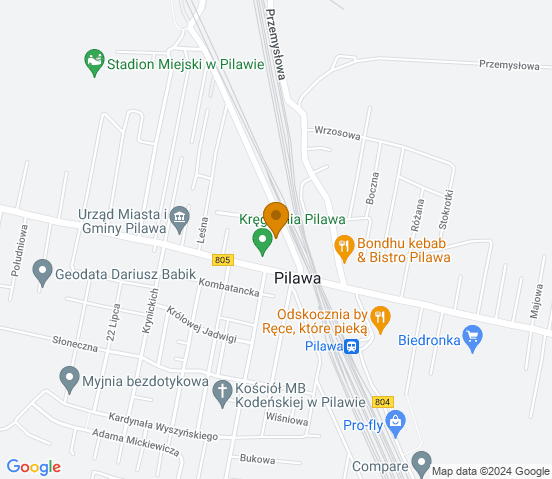 Mapa dojazdu do hurtowni motoryzacyjnej w miejscowości Pilawa