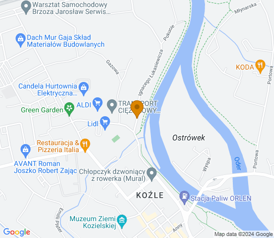 Mapa dojazdu do hurtowni motoryzacyjnej w miejscowości Kędzierzyn-Koźle