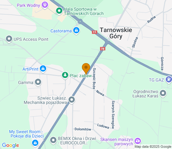 Mapa dojazdu do hurtowni motoryzacyjnej w miejscowości Tarnowskie Góry