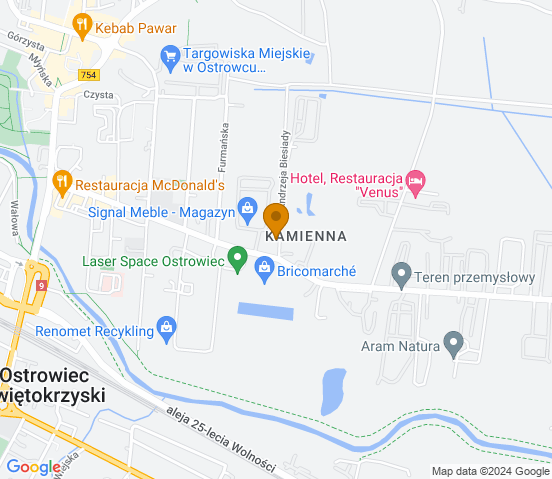 Mapa dojazdu do hurtowni motoryzacyjnej w Ostrowcu Świętokrzyskim