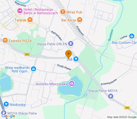 Mapa dojazdu do hurtowni motoryzacyjnej w miejscowości Bartoszyce
