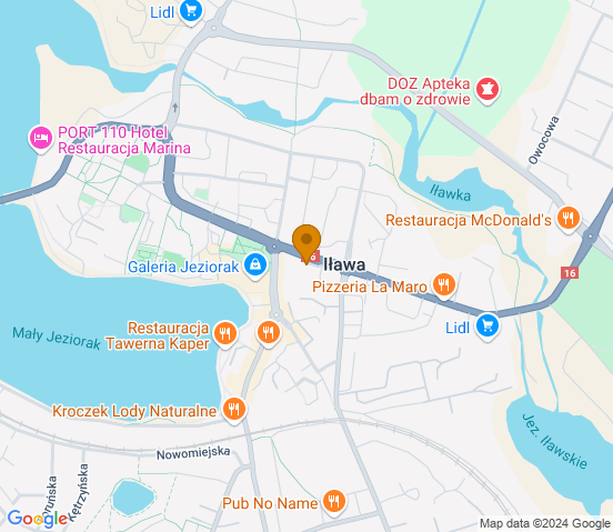 Mapa dojazdu do hurtowni motoryzacyjnej w miejscowości Iława