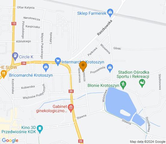 Mapa dojazdu do hurtowni motoryzacyjnej w Krotoszynie