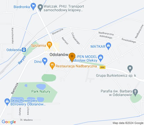 Mapa dojazdu do hurtowni motoryzacyjnej w miejscowości Odolanów