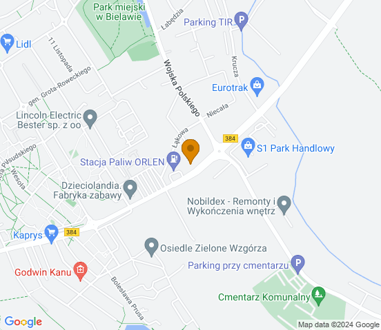 Mapa dojazdu do warsztatu samochodowego w Bielawie
