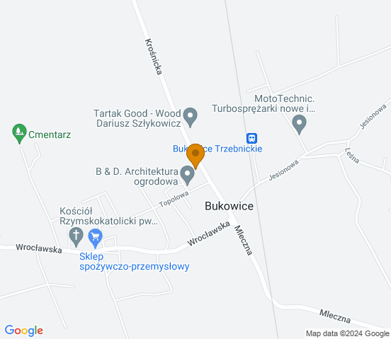 Mapa dojazdu do warsztatu samochodowego w miejscowości Bukowice