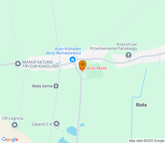 Mapa dojazdu do warsztatu samochodowego w miejscowości Chojnów