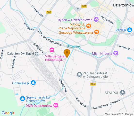 Mapa dojazdu do warsztatu samochodowego w miejscowości Dzierżoniów