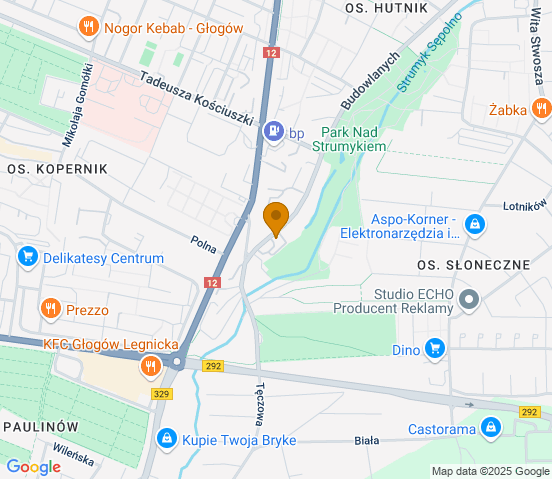 Mapa dojazdu do warsztatu samochodowego w miejscowości Głogów