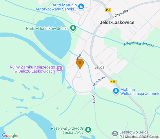 Mapa dojazdu do warsztatu samochodowego w miejscowości Jelcz-Laskowice