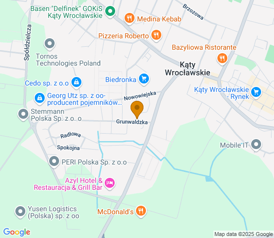 Mapa dojazdu do warsztatu samochodowego w miejscowości Kąty Wrocławskie