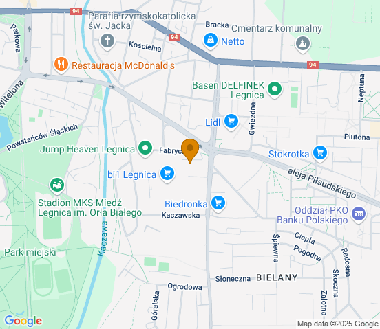 Mapa dojazdu do warsztatu samochodowego w miejscowości Legnica