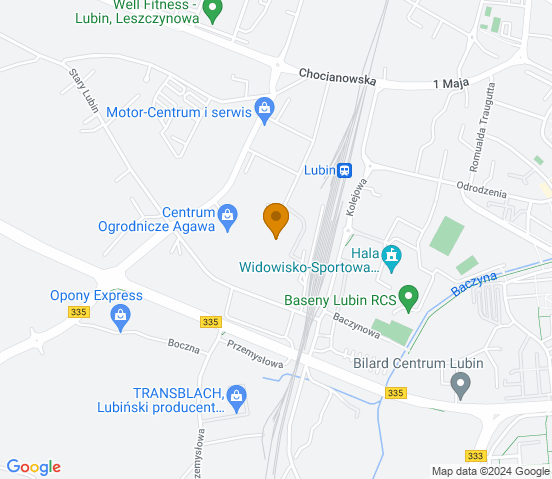 Mapa dojazdu do warsztatu samochodowego w Lubinie / Lubiniu