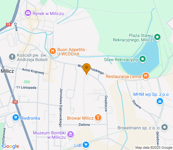 Mapa dojazdu do warsztatu samochodowego w miejscowości Milicz